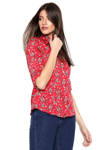 Camisa Dudalina Floral Vermelha - Marca Dudalina