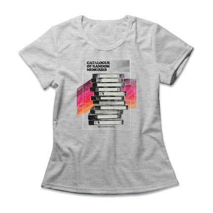 Camiseta Feminina VHS - Mescla Cinza - Marca Studio Geek 