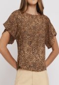 Blusa Animal Print Estampado Onça Miss Joy 8203 Feminino - Marca MISS BY JOY