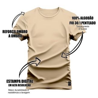 Camiseta Plus Size Algodão Estampada Premium Love Monkey - Bege