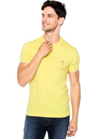 Camiseta Lacoste Bordados Amarela