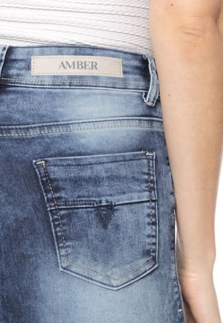 Calça Jeans Amber Flare Estonada Azul