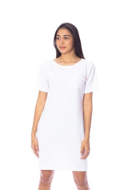 Vestido Moda Vício Camiseta Com Bolso Branco - Marca Moda Vício