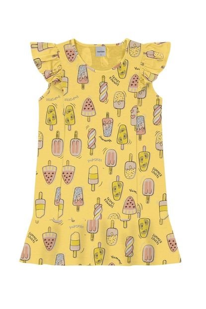 Vestido Infantil Rovitex Picolés  Amarelo - Marca Santo Anjo Moda Infantil