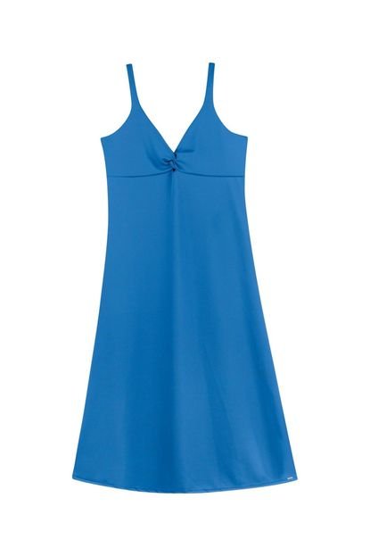 Vestido Feminino Midi Decote Coração Marialícia Azul - Marca Marialícia