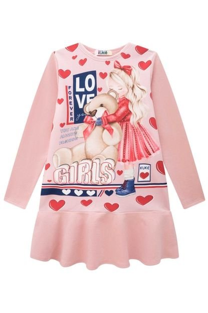 Vestido Infantil Kukiê Love Girls  Rosa - Marca Le Petit Kukiê