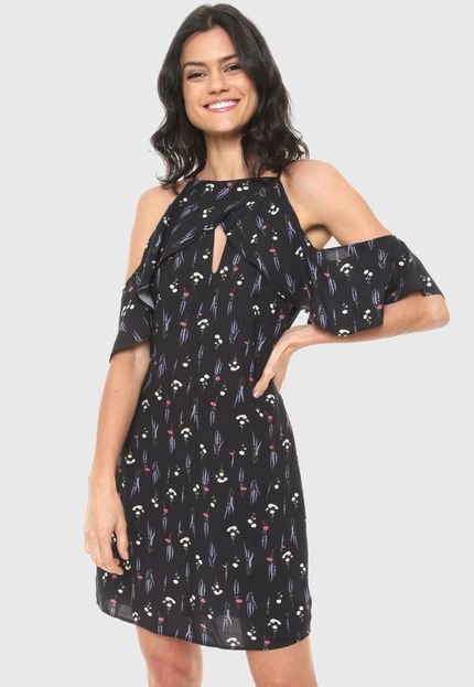 Vestido Ciganinha Lez a Lez Curto Floral Preto - Marca Lez a Lez