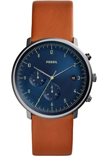 Relógio Fossil FS5486/0FN Azul/Bege - Marca Fossil