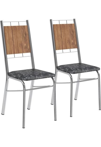 Kit 2 Cadeiras MDP Native Tecil Fantasia Preto Cromado Móveis Carraro - Marca Móveis Carraro