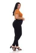 Calça Jeans Feminina Elegante Plus Size Preta Com Cinta Lipo Confortável Tecido Premium - Marca GARAIS MODA