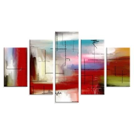 Conjunto de 5 Telas Wevans Decorativas em Canvas 90x160 Arte Multicolorido - Marca Wevans