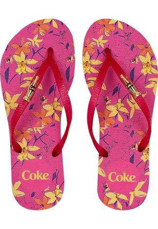 Chinelo Coca Cola Shoes Estampado Rosa