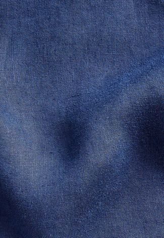 Camisa Linho Polo Ralph Lauren Reta Logo Bordado Azul-Marinho
