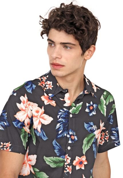 Camisa Aeropostale Reta Floral Preta - Marca Aeropostale