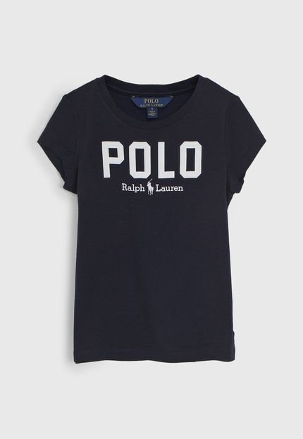 Blusa Polo Ralph Lauren Infantil Lettering Azul-Marinho - Marca Polo Ralph Lauren