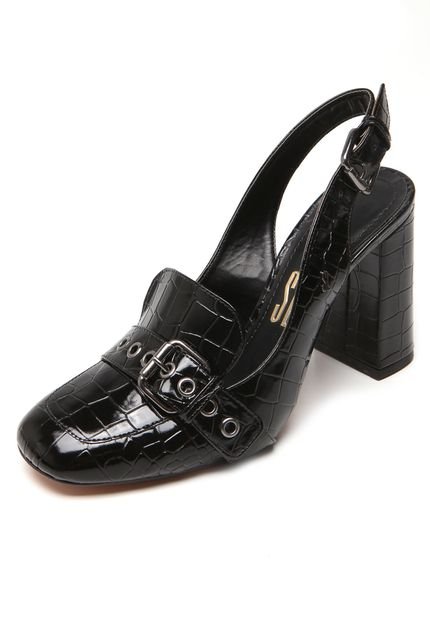 Scarpin Santa Lolla Croco Recortes Preto - Marca Santa Lolla