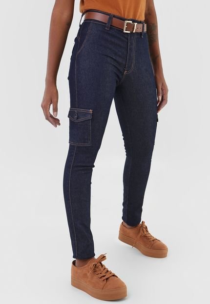 Calça Jeans Biotipo Cargo Pespontos Azul - Marca Biotipo