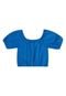 Conjunto Infantil com Cropped e Short Clochard em Malha Laise Quimby Azul - Marca Quimby