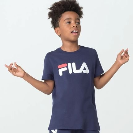 Camiseta Juvenil Fila Letter Premium - Azul Marinho - Marca Fila