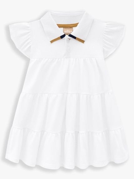 Vestido Infantil Milon Piquet Branco - Marca Milon
