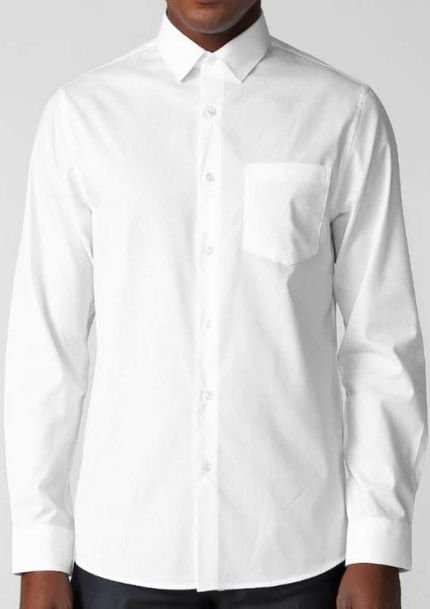 Camisa Social Manga Longa Branca Com Bolso Branco - Marca WJU JEANS