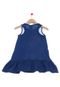 Vestido Manga Curta Malwee Infantil Aplique de Strass Azul-Marinho Estampado Sofia - Marca Malwee