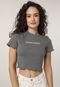 Camiseta Cropped Canelada John John Logo Cinza - Marca John John