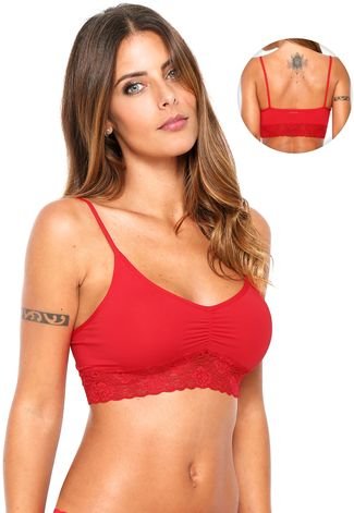 Top Calvin Klein Underwear Renda Vermelho - Compre Agora