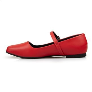 Sapatilha Boneca Vermelha Feminina Bico Quadrado Florim Confort Premium