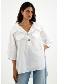 Camisa Con Abertura En Costados Blanca Para Mujer