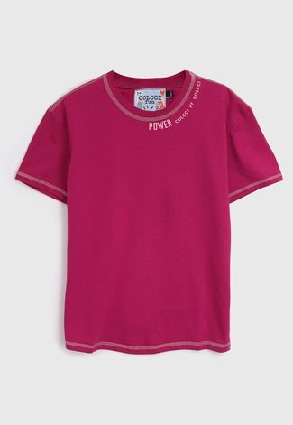 Camiseta Colcci Fun Infantil Pespontos Pink