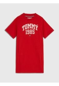 Vestido Camiseta Con Logo Universitario Niña Rojo Tommy Hilfiger