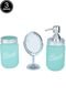 Kit 3pçs Banheiro Vidro/Metal com Espelho Clean Color Verde 28,5 X 9 X 21,5cm - Marca Urban