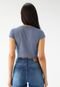 Blusa Cropped Aeropostale Ajustada Ajuste Azul - Marca Aeropostale