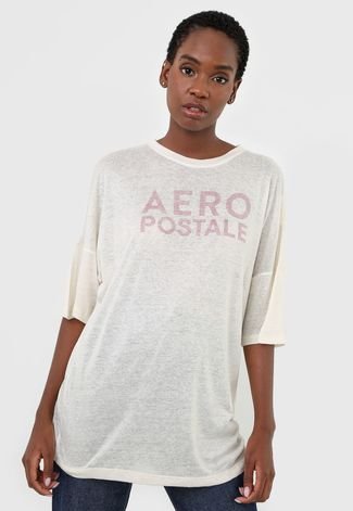 Camiseta Aeropostale Logo Off-White