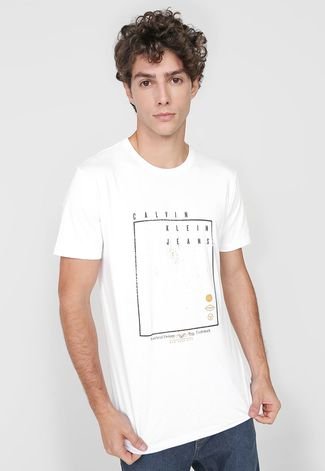 Camiseta Calvin Klein Jeans Lettering Branca
