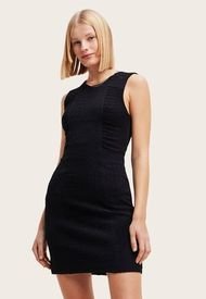 Vestido Desigual Mini Texturizado Negro - Calce Ajustado