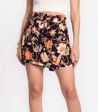 Shorts Saia Feminino Estampado Endless Preto