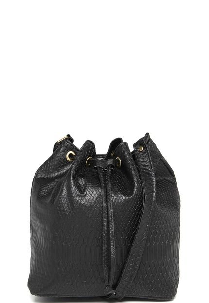 Bolsa Saco  FiveBlu Croco Preta - Marca FiveBlu