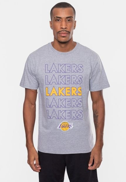 Camiseta NBA Masculina Contour Los Angeles Lakers Cinza Mescla - Marca NBA