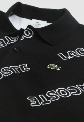 Camisa Polo Lacoste L!VE Reta Tricot Logo Preta