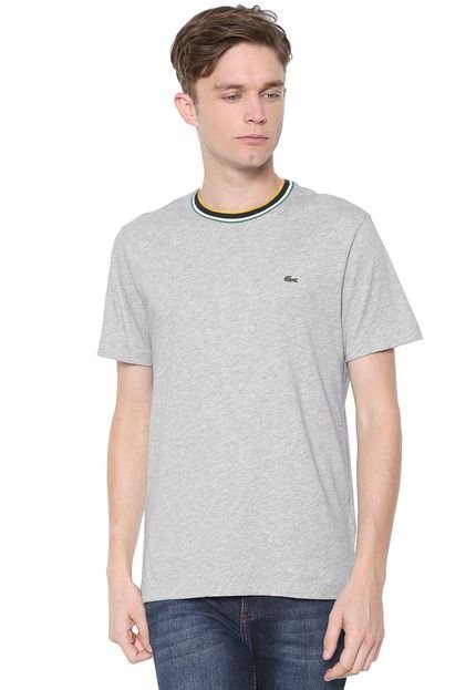 Camiseta Lacoste Listras Cinza - Marca Lacoste