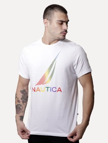 Camiseta Nautica Masculina Sail Graphic Colors Branca - Marca Nautica