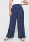 Calça Malwee Plus Size Pantalona Listrada Azul - Marca Malwee