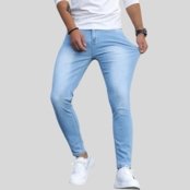 Calça Jeans Masculina Lavagem Claro Skinny com Elastano e Costura Reforçada Lavagem Clara - Marca TEX JEANS