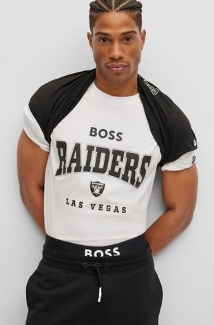 Men's BOSS X NFL White Las Vegas Raiders Huddle T-Shirt