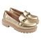 Sapato Feminino Mocassim Tratorado Donatella Shoes Bico Redondo Confort Ouro Light com corrente - Marca Donatella Shoes