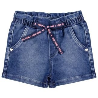 Shorts Infantil Look Jeans Moletom Jeans