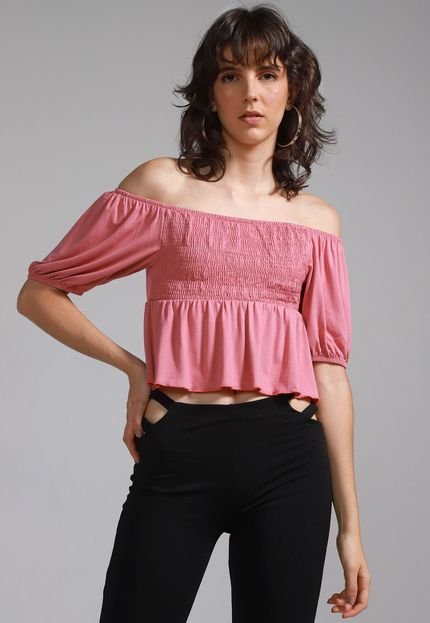 Blusa Forever 21 Ombro a Ombro Lastex Rosa - Marca Forever 21