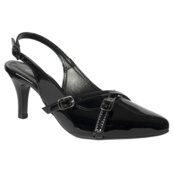 Sapato Scarpin Feminino Mule Bico Fino Detalhe Fivela Preto - Marca LAZZLU